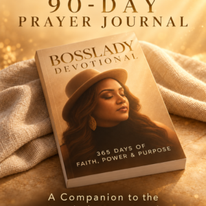 The Bosslady 90-Day Prayer Journal cover in gold, a companion to the Bosslady Devotional